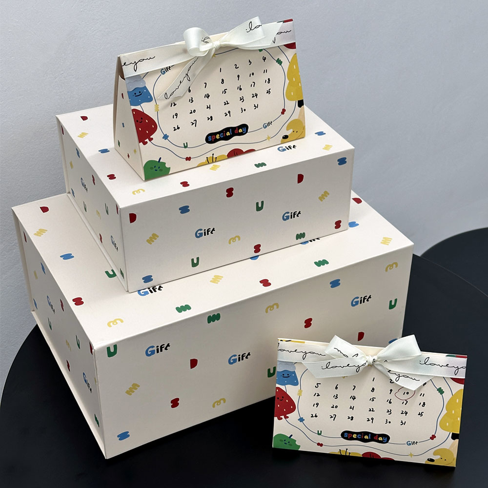 decorative paperboard gift box with ribbon for candy packaging
