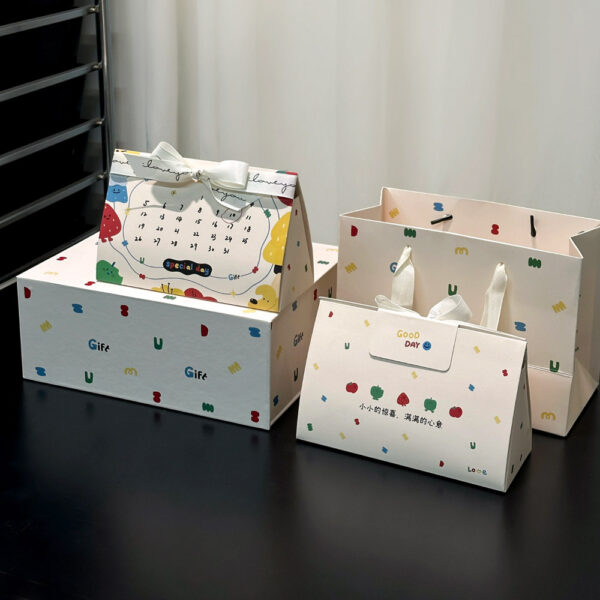 Paperboard Gift Box with Decorative Ribbon for Sweets