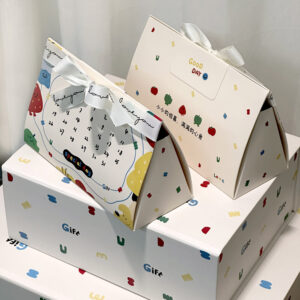 decorative paperboard gift box with ribbon for candy packaging