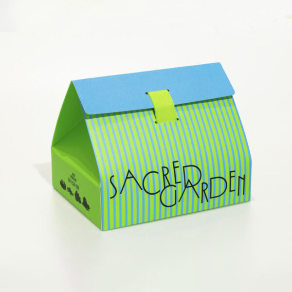 Striped Paperboard Packaging Box with Handle for Sweets