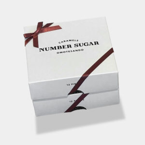 elegant square paperboard gift box with ribbon for candy packaging