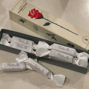 elegant square paperboard gift box with ribbon for candy packaging