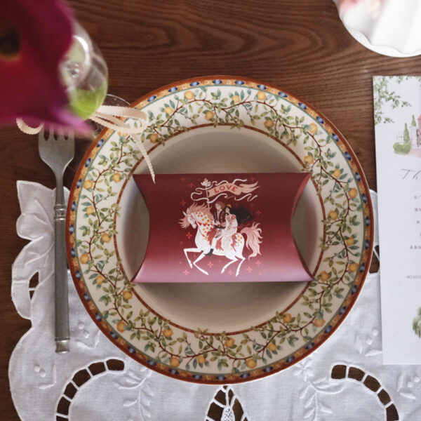 Elegant Pillow Candy Box with Colorful Printed Design