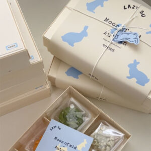 eco-friendly paperboard mooncake gift box with rabbit pattern