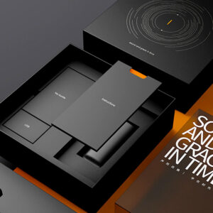 black rigid lift-off lid box for premium electronic packaging solutions