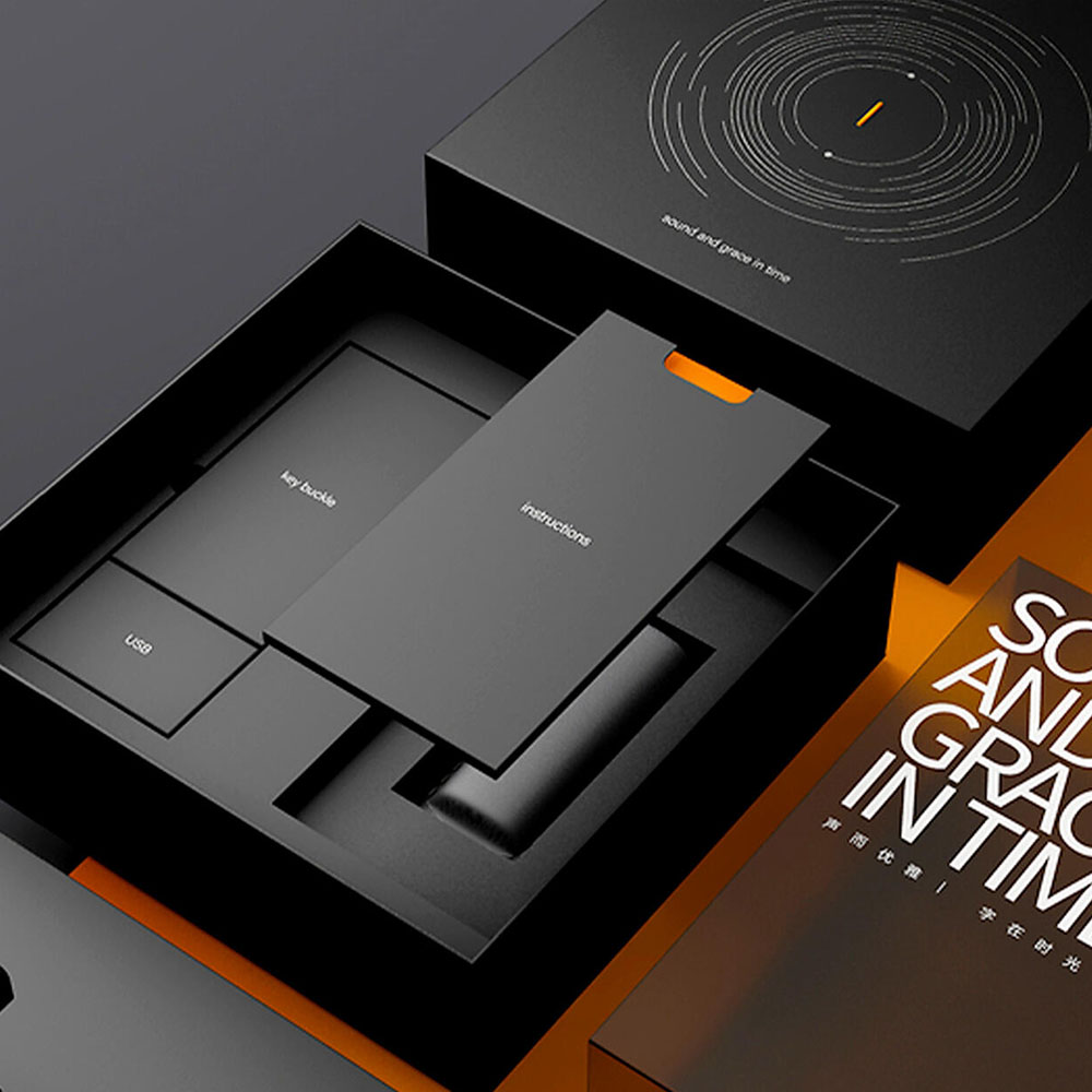 black rigid lift-off lid box for premium electronic packaging solutions