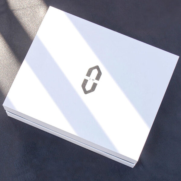 White Rigid Box with Silver Foil Logo for Electronics