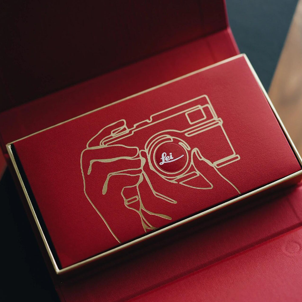 red rigid packaging box with gold foil stamping for electronic products