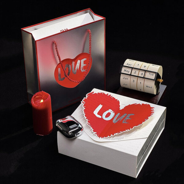 Beige Rigid Gift Box with Heart Design for Electronics