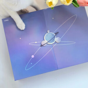 luxury purple rigid magnetic packaging box with double door opening for electronic products