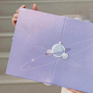 luxury purple rigid magnetic packaging box with double door opening for electronic products