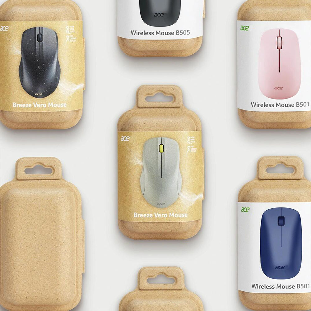 eco-friendly molded pulp hanging box for wireless mouse retail display