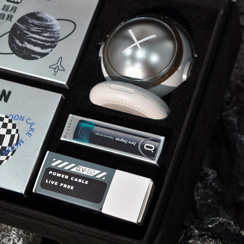 black hinged rigid box with ribbon for premium electronic gift packaging