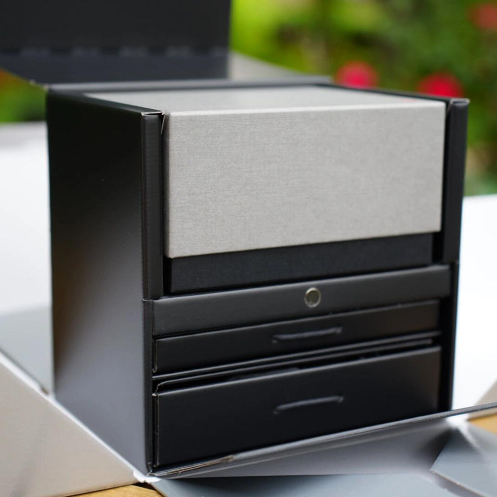 black and silver rigid drawer gift box for high-end electronics