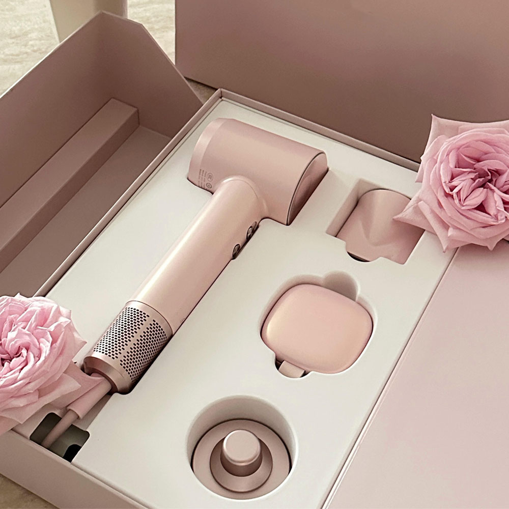 pink rigid magnetic double door packaging box for electronic gift sets