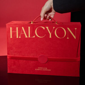 red magnetic rigid gift box with foil stamping for premium packaging