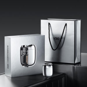 rigid paperboard packaging box with metallic finish for mini shaver