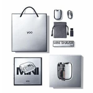 rigid paperboard packaging box with metallic finish for mini shaver