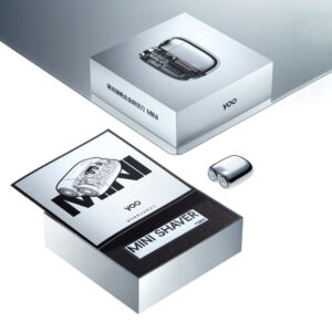 rigid paperboard packaging box with metallic finish for mini shaver