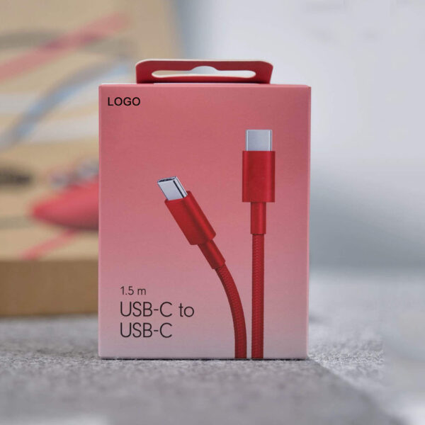 Retail Colorful Tuck Top Paperboard Packaging for USB-C Cable
