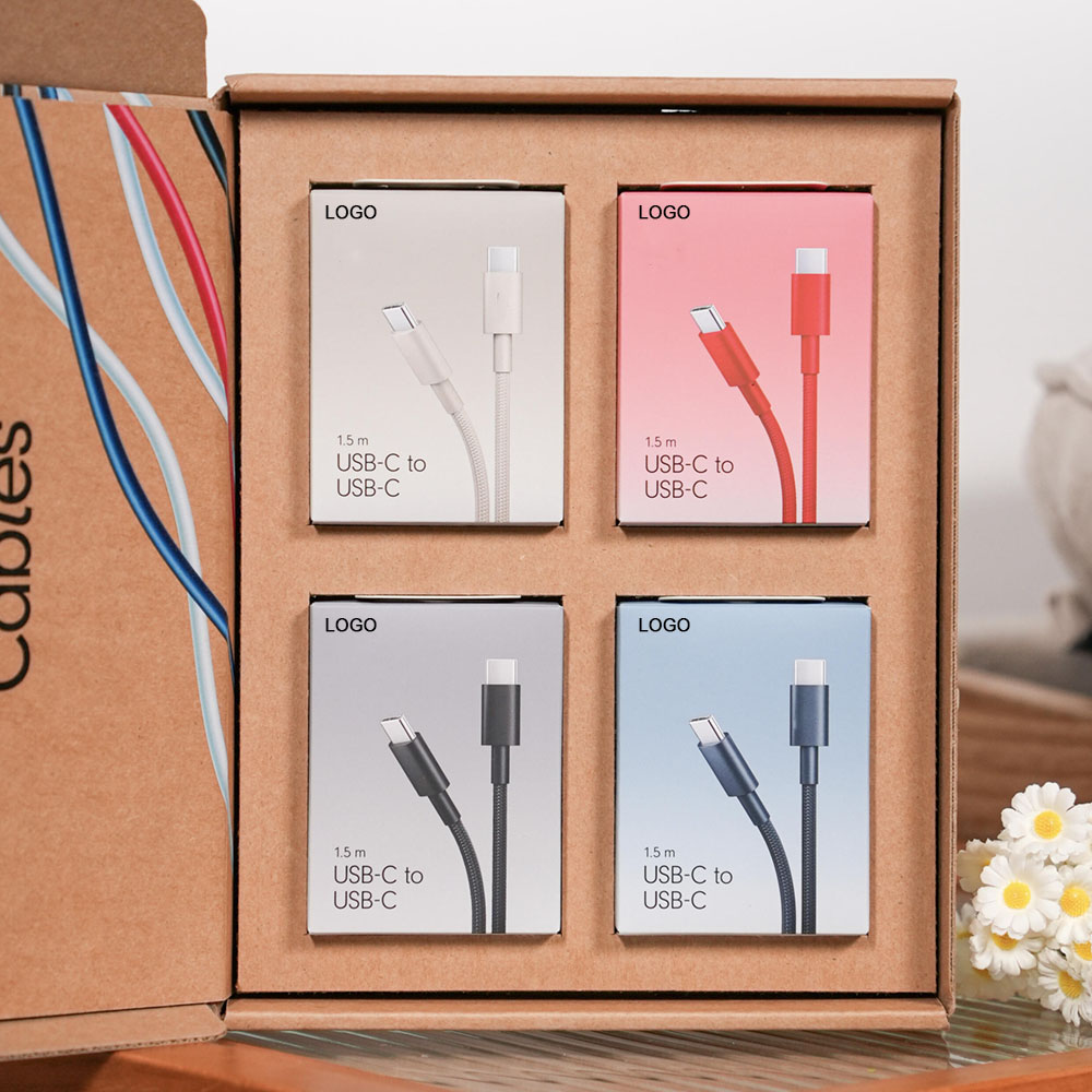 colorful tuck top paperboard retail box for USB-C charging cable packaging