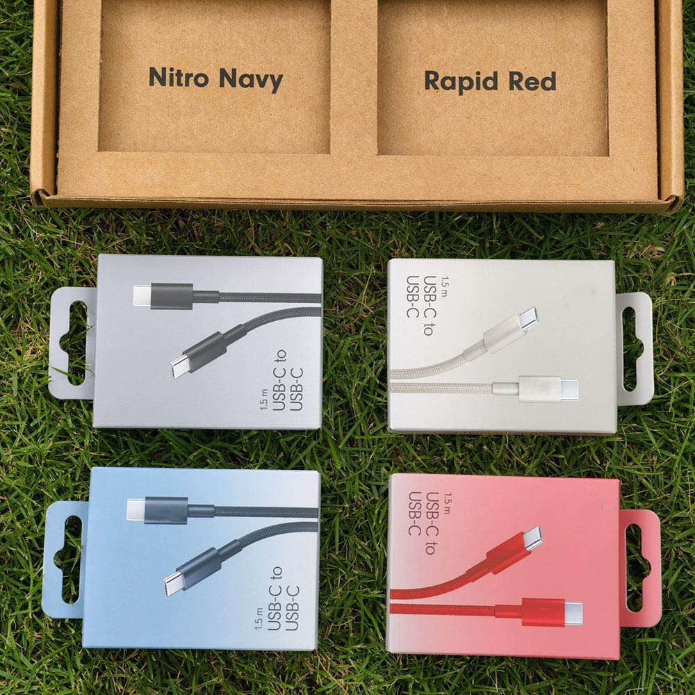 colorful tuck top paperboard retail box for USB-C charging cable packaging