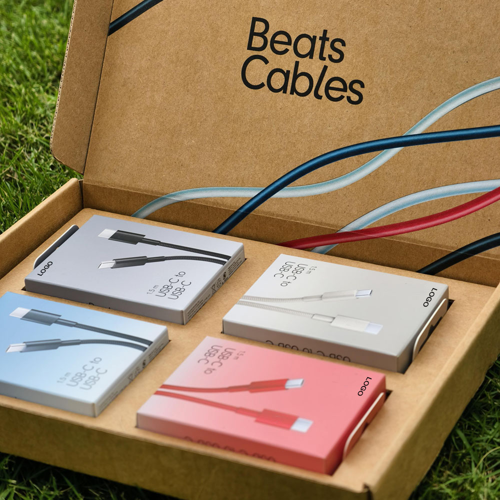 colorful tuck top paperboard retail box for USB-C charging cable packaging