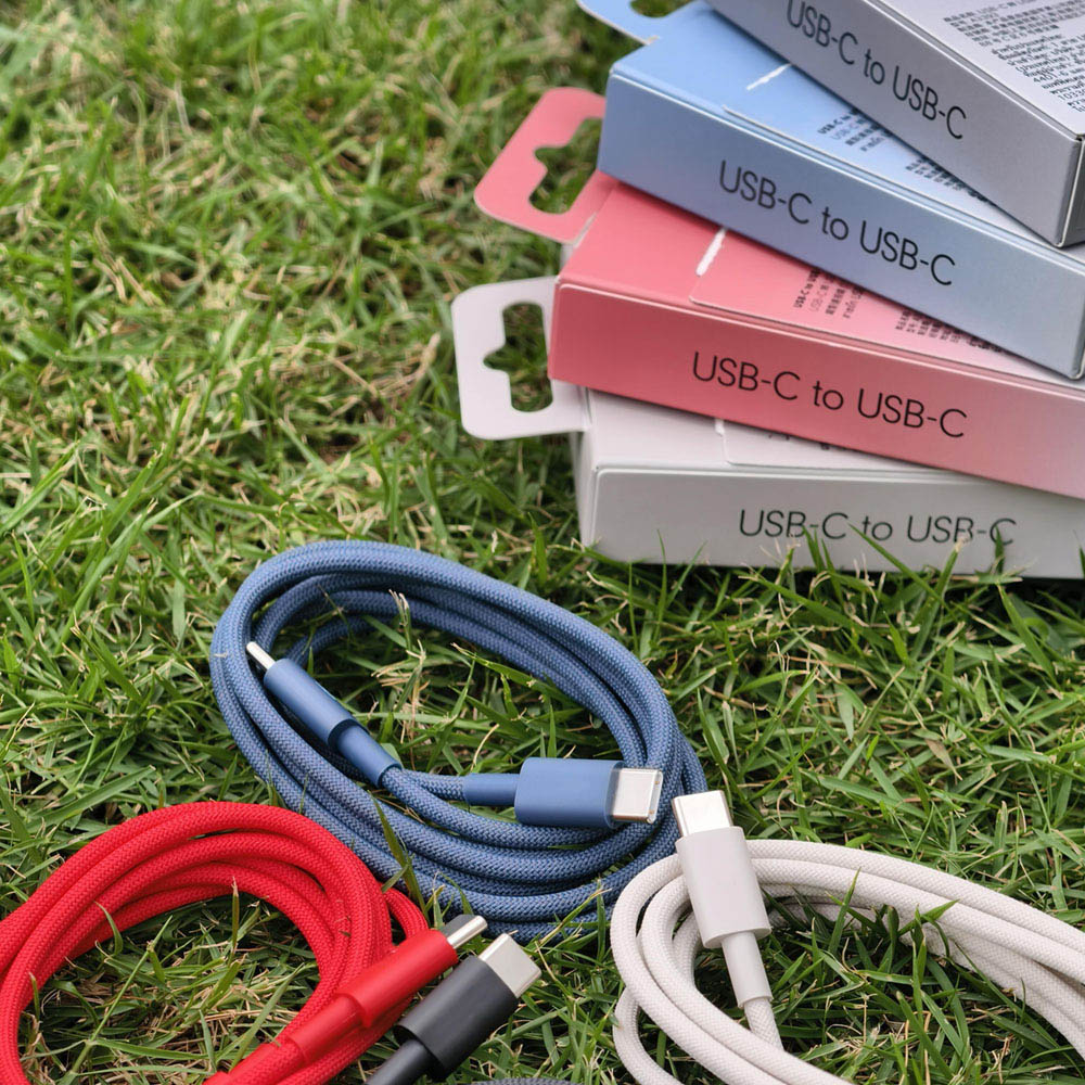 colorful tuck top paperboard retail box for USB-C charging cable packaging