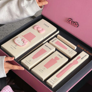 luxury pink magnetic rigid gift box with embossing for lifestyle packaging