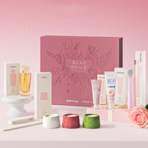 luxury pink magnetic rigid gift box with embossing for lifestyle packaging