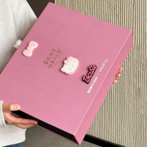 luxury pink magnetic rigid gift box with embossing for lifestyle packaging
