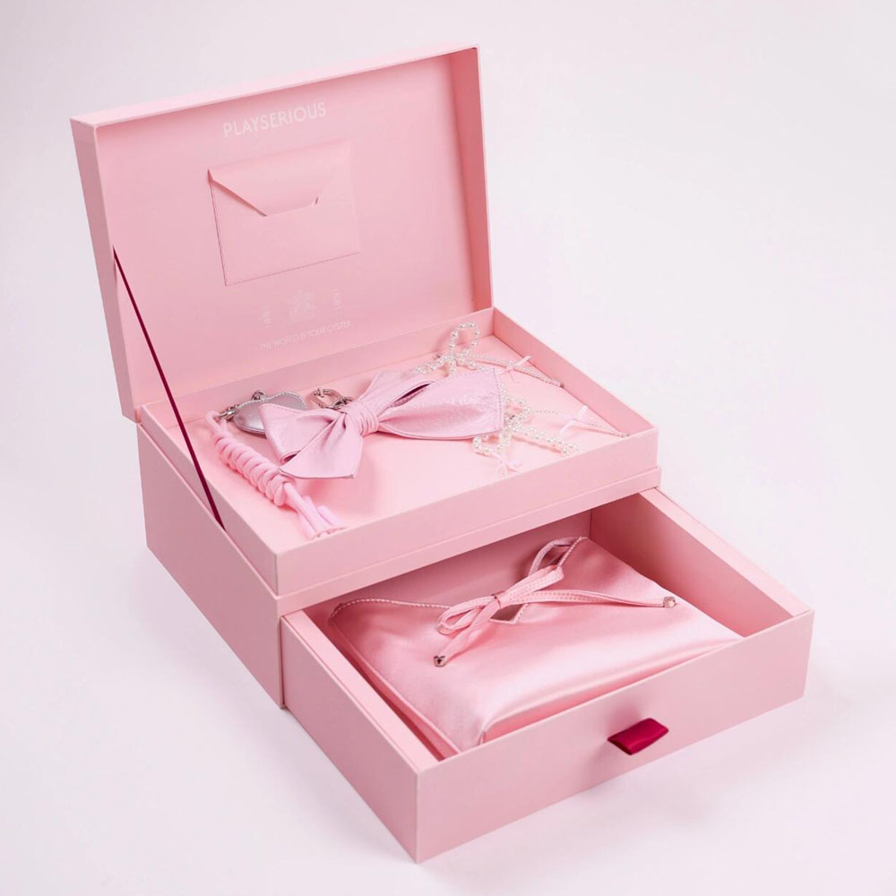 luxury pink rigid drawer gift box for holiday packaging and premium gifts