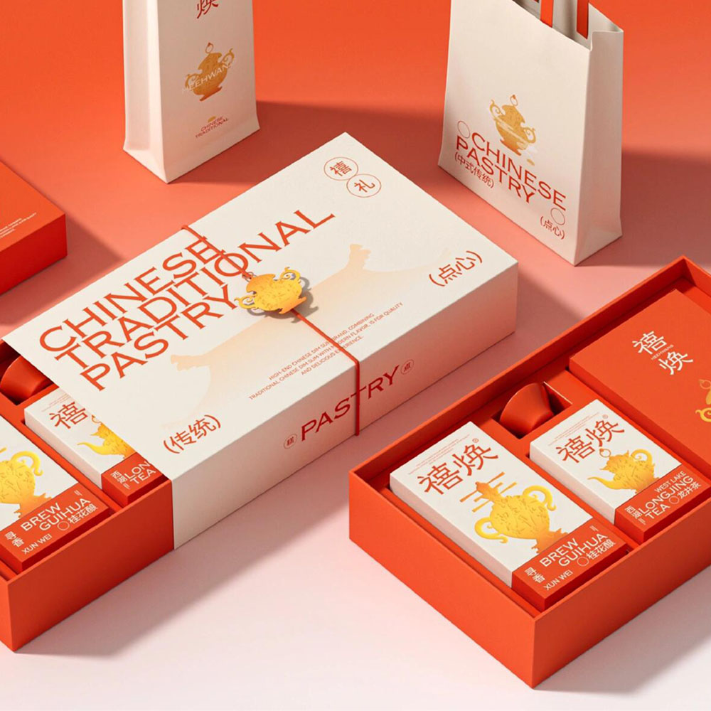 luxury lid and base pastry and tea gift box for festive packaging