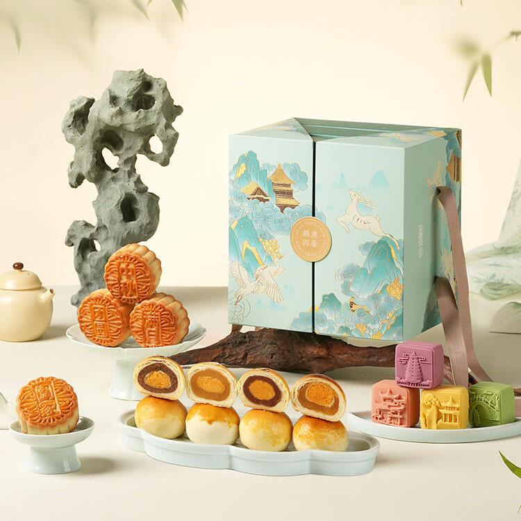 luxury rigid dessert gift box with door lid