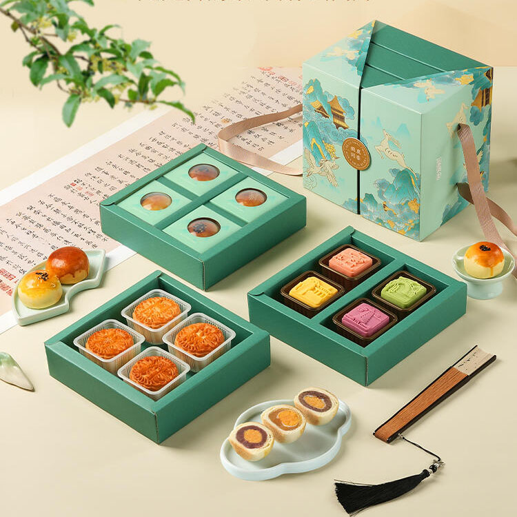 luxury rigid dessert gift box with door lid