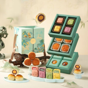 luxury rigid dessert gift box with door lid