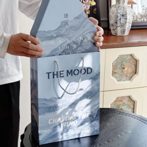 luxury mountain-shaped rigid gift box with landscape design for skincare and festival gifts