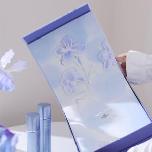 luxury magnetic rigid gift box with 3D floral decoration for skincare packaging