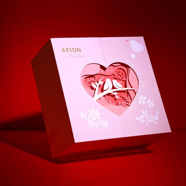 Romantic Pink Rigid Gift Box with Heart Window
