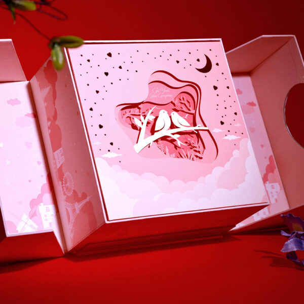 Romantic Pink Rigid Gift Box with Heart Window