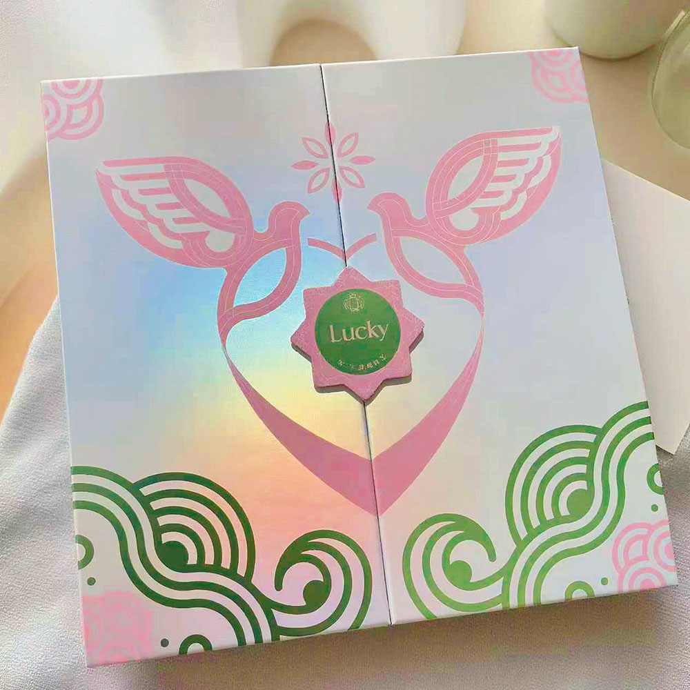 luxury pink double door rigid gift box for premium packaging