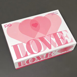 pink rigid love themed gift box with lid and base packaging for cosmetics