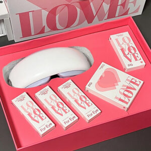 pink rigid love themed gift box with lid and base packaging for cosmetics