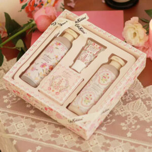 floral printed rigid gift box with window and insert for cosmetic and skincare packaging