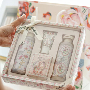 floral printed rigid gift box with window and insert for cosmetic and skincare packaging