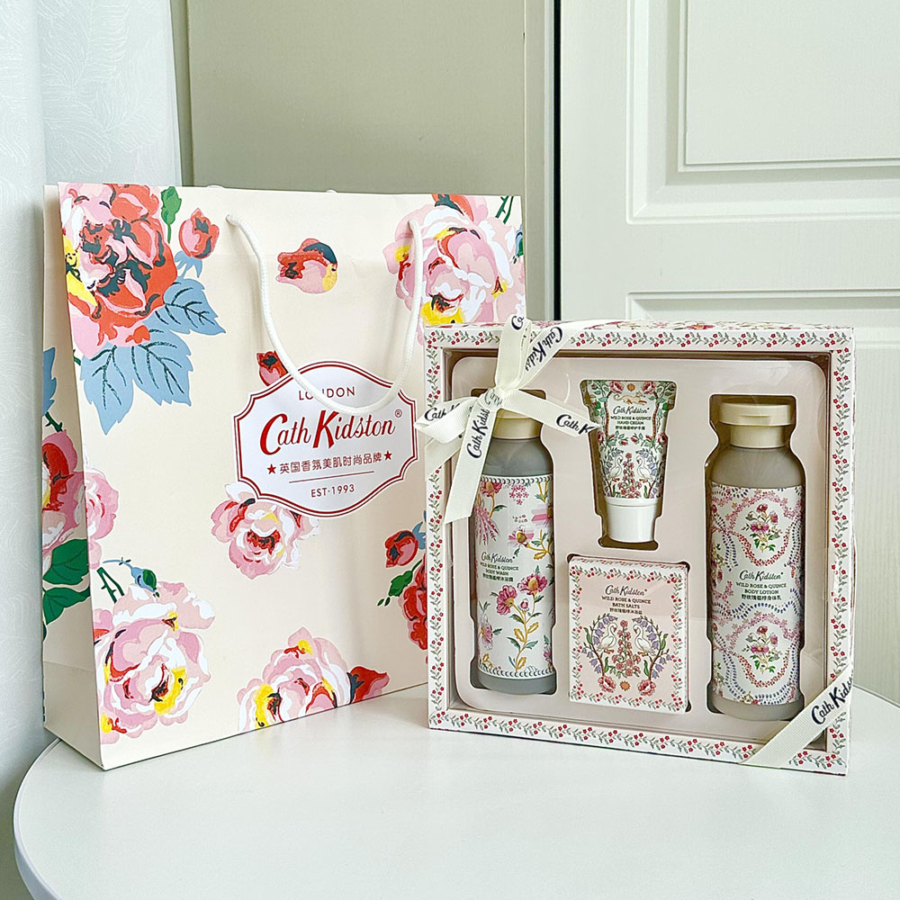 floral printed rigid gift box with window and insert for cosmetic and skincare packaging