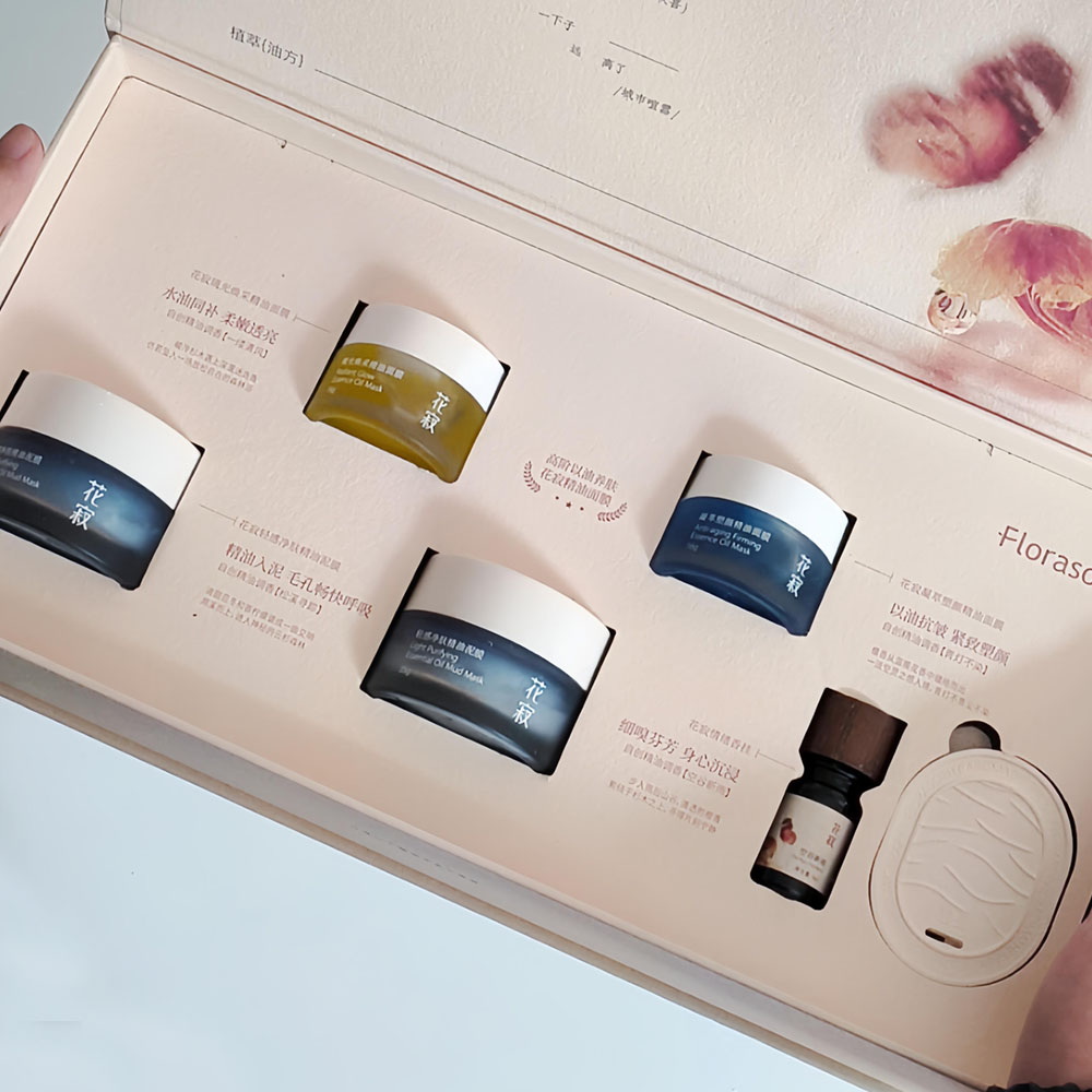 luxury magnetic rigid skincare gift box with flip lid and insert for cosmetics packaging