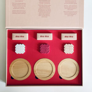 pink rigid paperboard gift box with flip lid and custom compartments for festive gift packaging