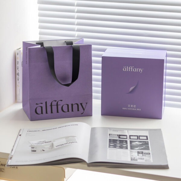 Purple Magnetic Flip Lid Rigid Box with Compartment Insert