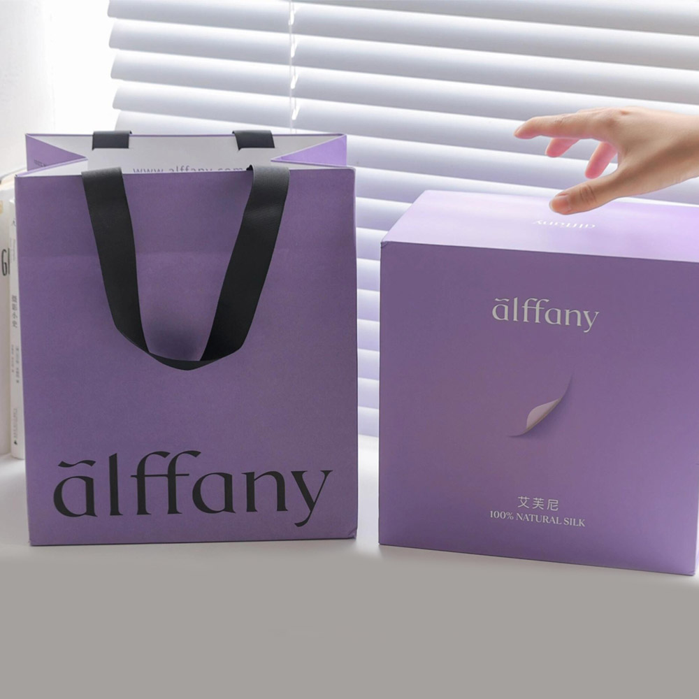purple magnetic rigid gift box with flip lid and compartment insert for skincare mask and beauty gift packaging